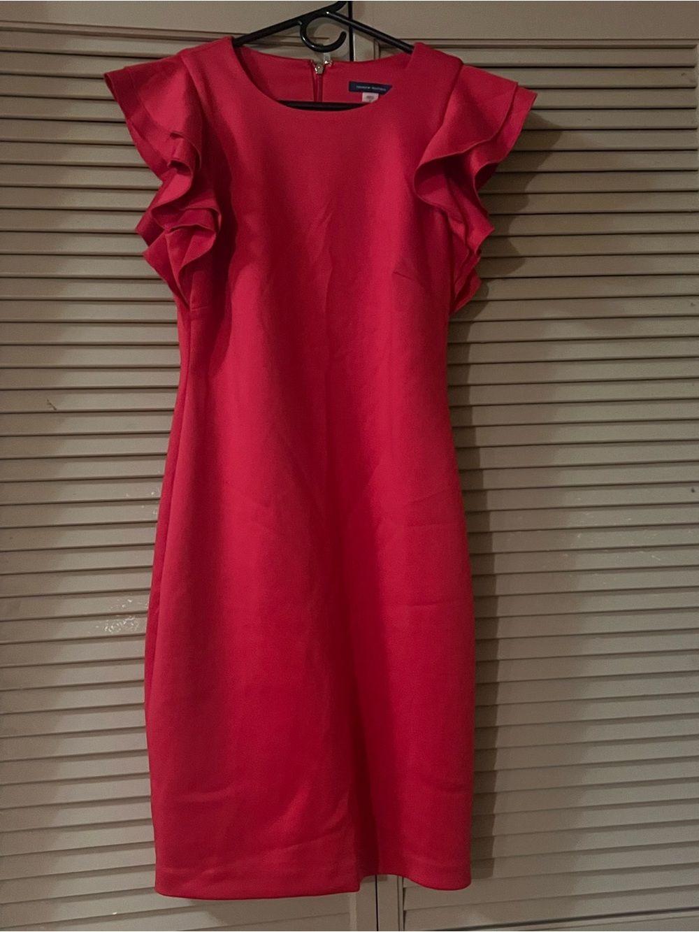 Classic Red Tommy Hilfiger Ruffle-Sleeve Dress